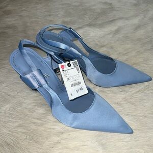 Zara blue satin heels. NWT